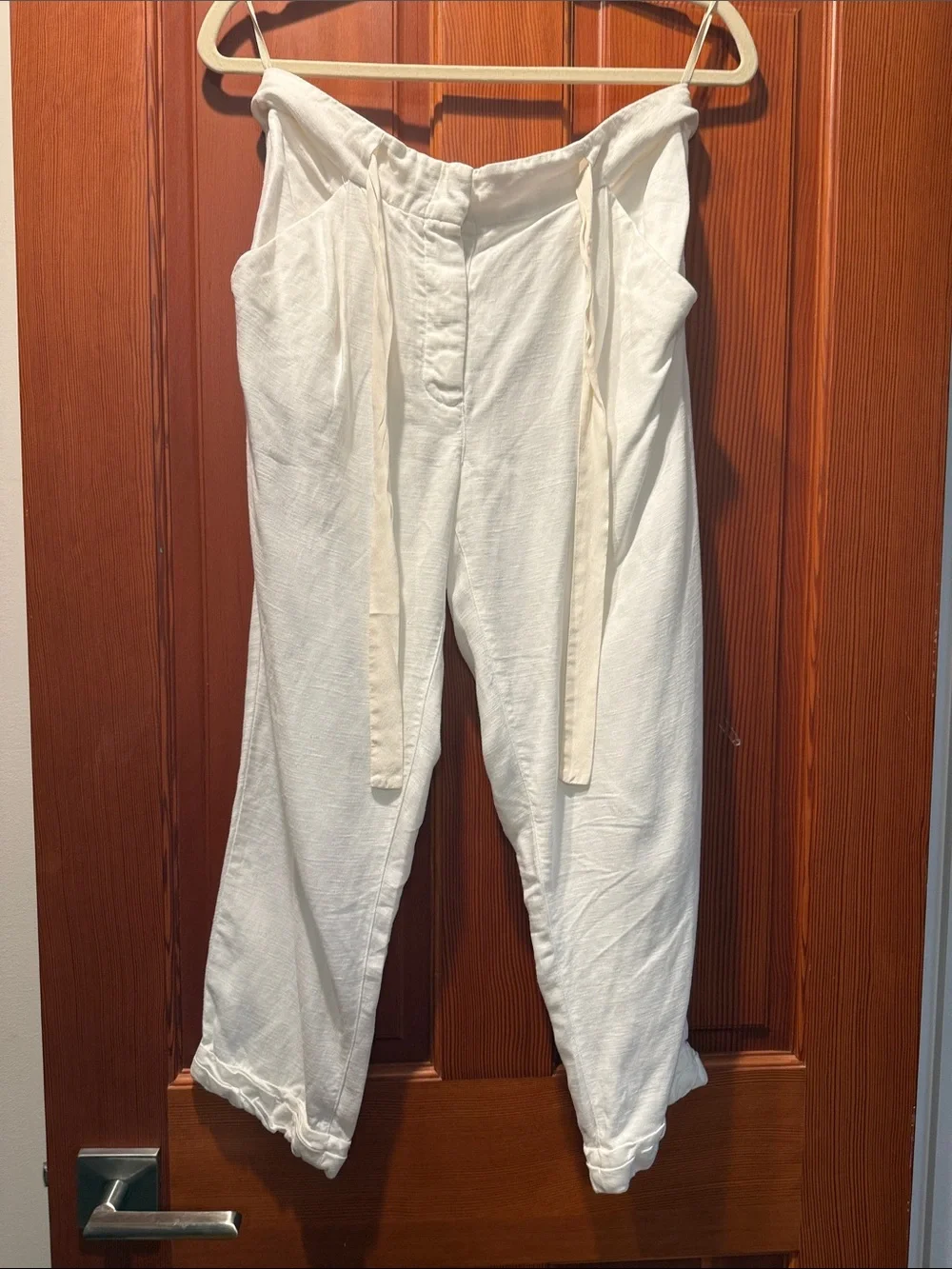Wilfred White Tie-Waist Linen-Blend Pants size 4